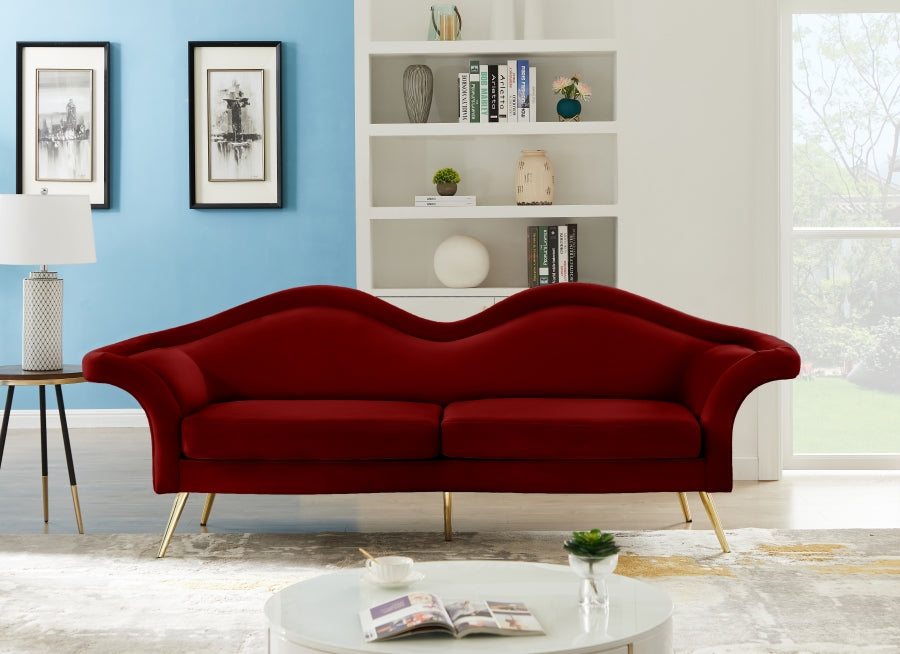 Lips Red Velvet Sofa - 607Red-S - Vega Furniture