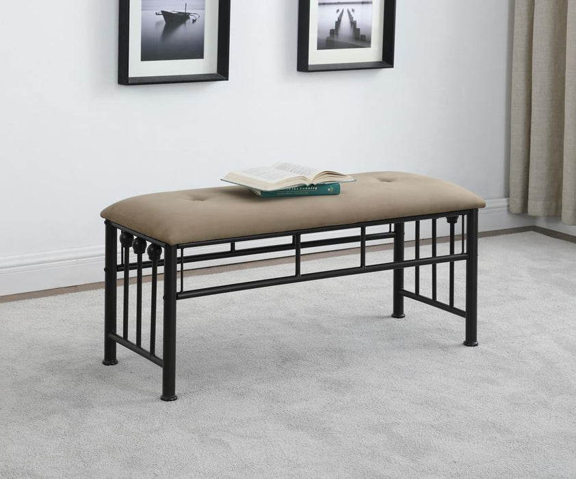 Livingston Brown/Dark Bronze Upholstered Bench - 301396 - Vega Furniture