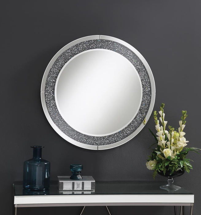 Lixue Silver Round Wall Mirror with LED Lighting - 961428 - Vega Furniture