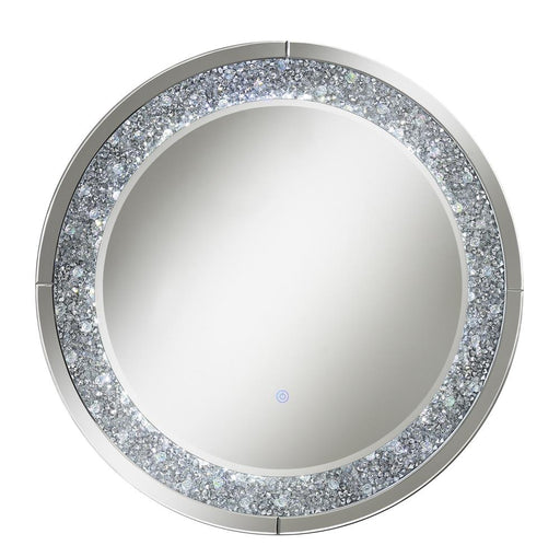 Lixue Silver Round Wall Mirror with LED Lighting - 961428 - Vega Furniture