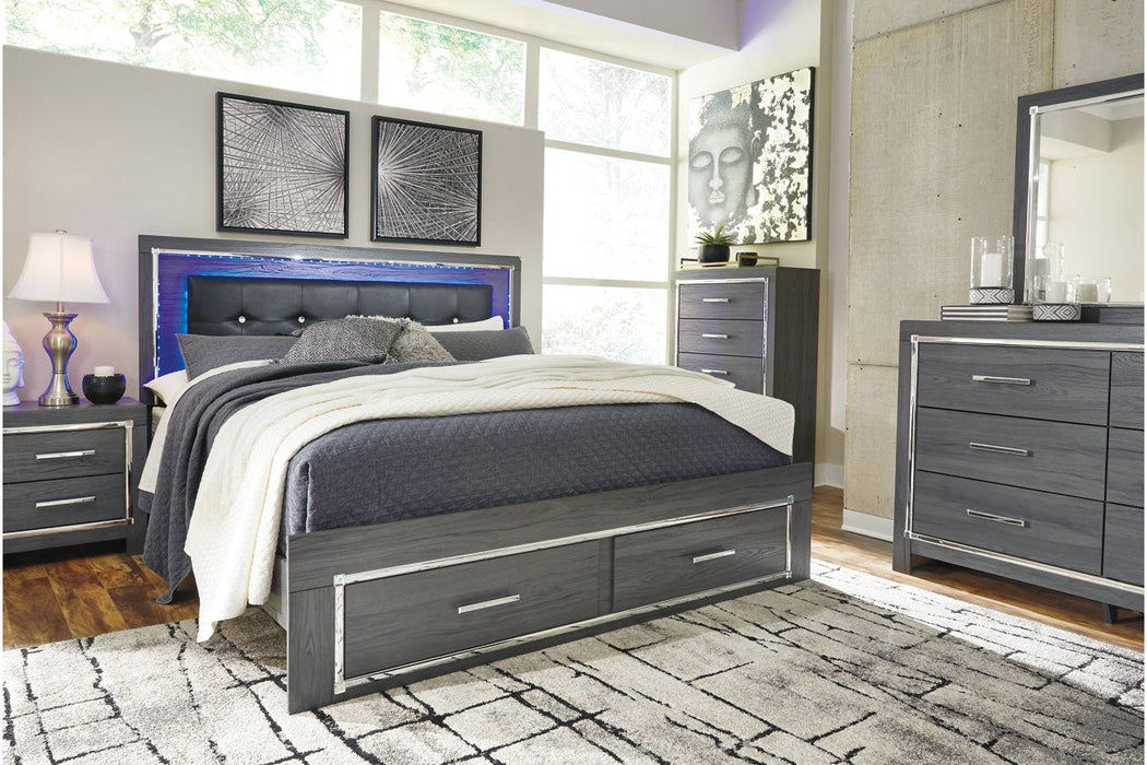 Lodanna Gray King Panel Bed with 2 Storage Drawers - SET | B214-56S | B214-58 | B214-97 - Vega Furniture