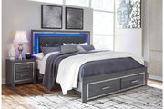 Lodanna Gray King Panel Bed with 2 Storage Drawers - SET | B214-56S | B214-58 | B214-97 - Vega Furniture