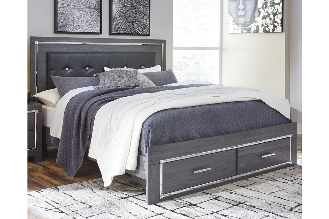 Lodanna Gray King Panel Bed with 2 Storage Drawers - SET | B214-56S | B214-58 | B214-97 - Vega Furniture