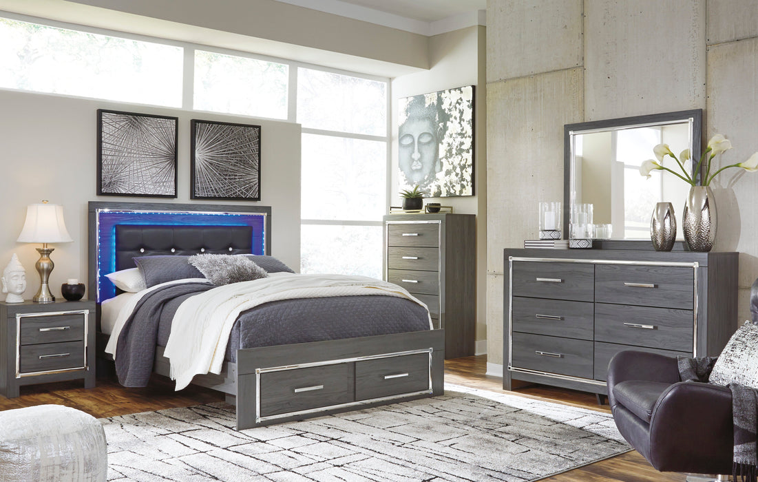 Lodanna Gray LED Footboard Storage Bedroom Set - SET | B214-56S | B214-58 | B214-97 | B214-31 | B214-36 | B214-92 | B214-46 - Vega Furniture