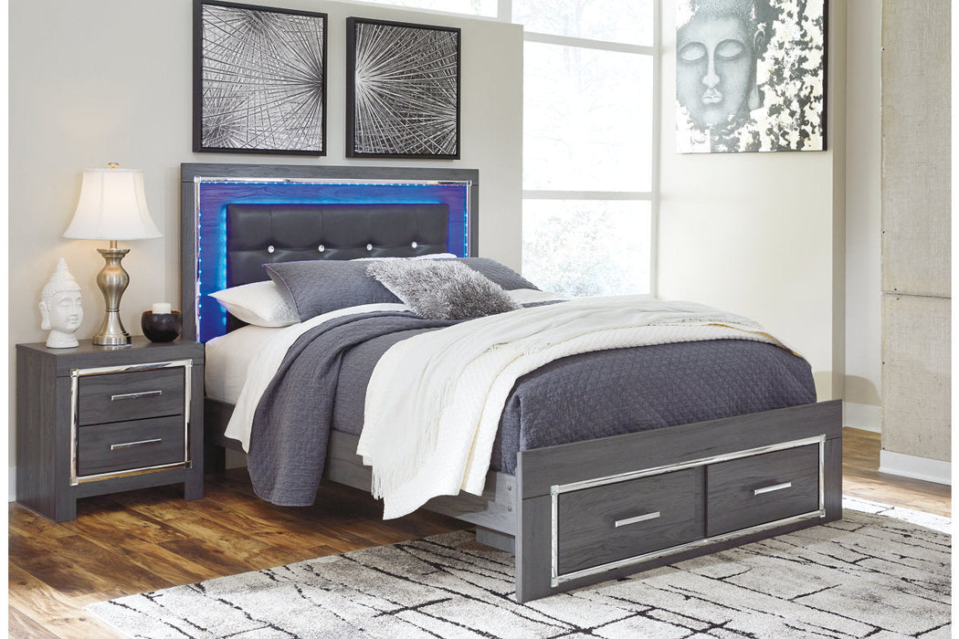 Lodanna Gray Queen Panel Bed with 2 Storage Drawers - SET | B214-54S | B214-57 | B214-95 | B100-13 - Vega Furniture