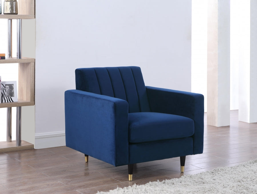 Lola Blue Velvet Chair - 619Navy-C - Vega Furniture