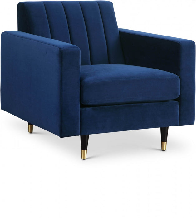 Lola Blue Velvet Chair - 619Navy-C - Vega Furniture