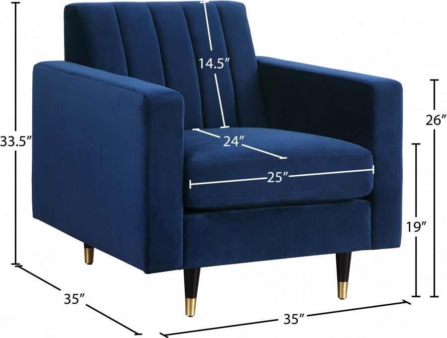Lola Blue Velvet Chair - 619Navy-C - Vega Furniture