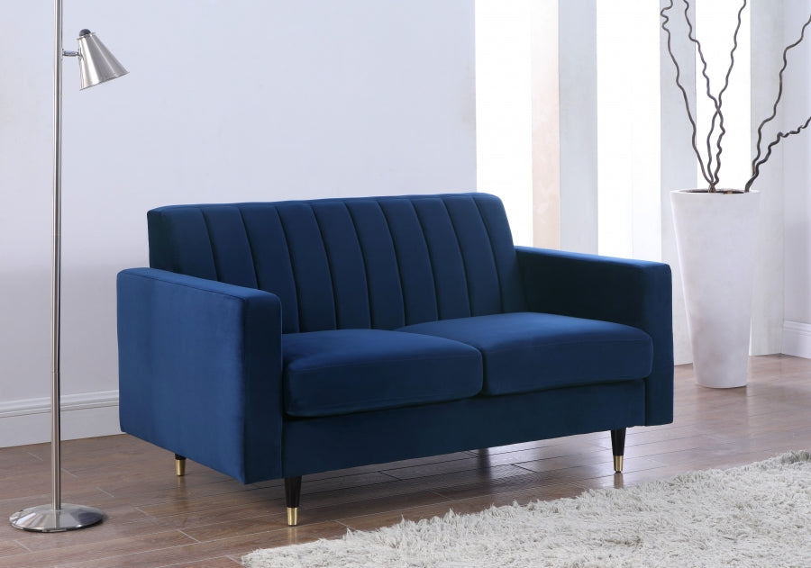 Lola Blue Velvet Loveseat - 619Navy-L - Vega Furniture