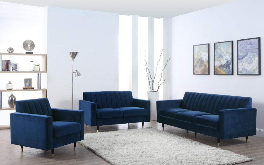 Lola Blue Velvet Sofa - 619Navy-S - Vega Furniture