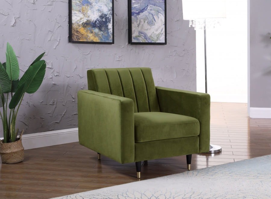 Lola Green Velvet Chair - 619Olive-C - Vega Furniture