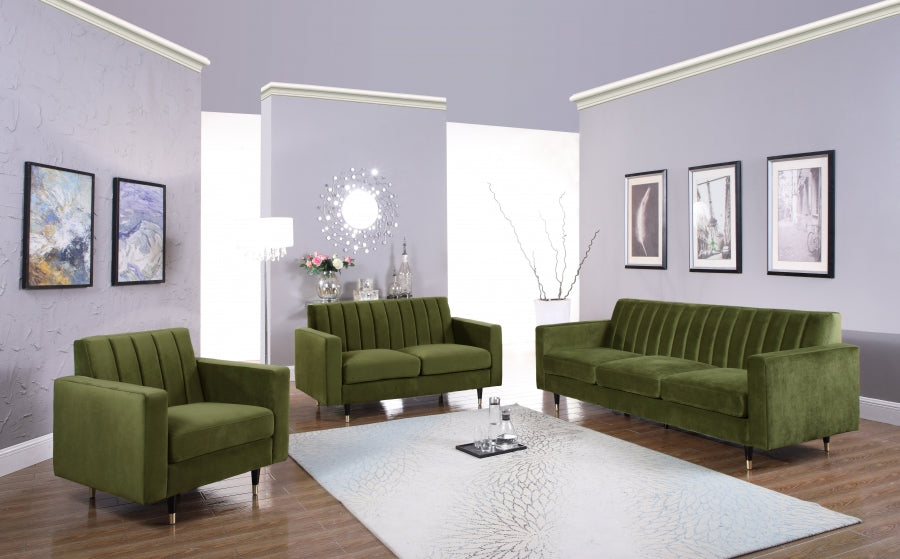 Lola Green Velvet Chair - 619Olive-C - Vega Furniture