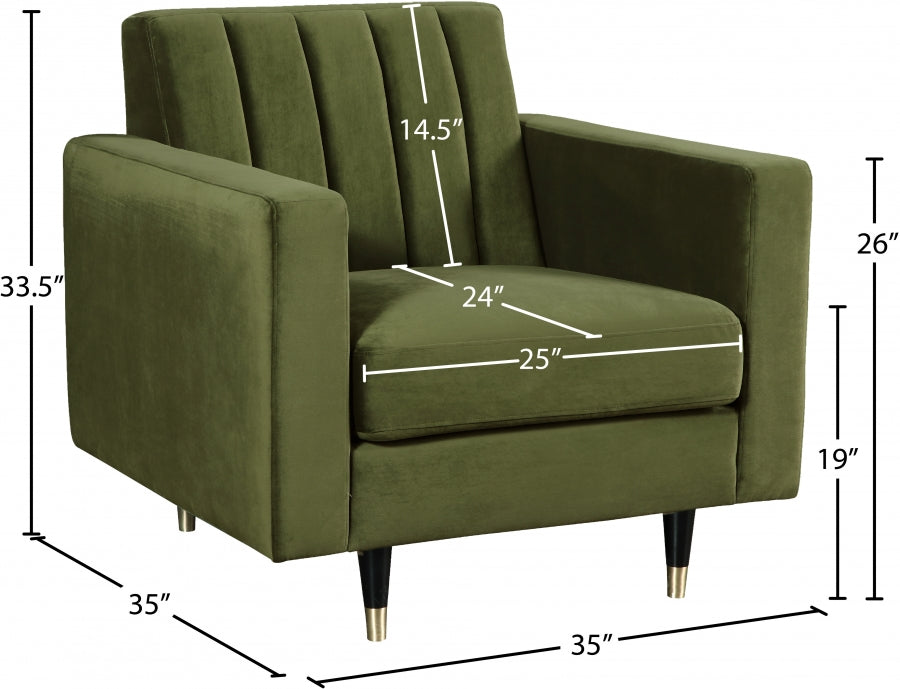 Lola Green Velvet Chair - 619Olive-C - Vega Furniture