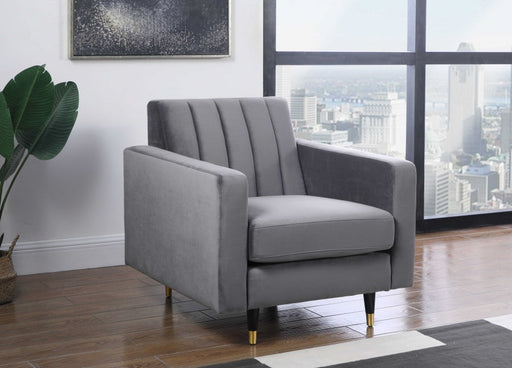 Lola Grey Velvet Chair - 619Grey-C - Vega Furniture