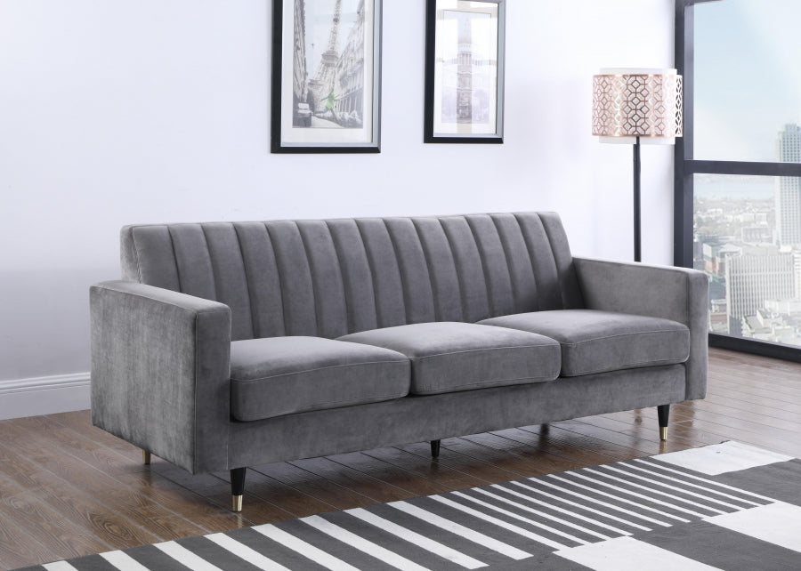 Lola Grey Velvet Sofa - 619Grey-S - Vega Furniture