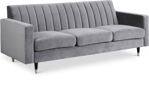 Lola Grey Velvet Sofa - 619Grey-S - Vega Furniture