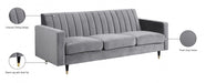 Lola Grey Velvet Sofa - 619Grey-S - Vega Furniture