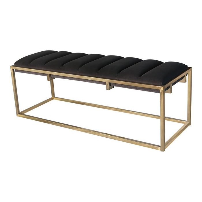 Lorena Dark Gray/Gold Tufted Cushion Bench - 914111 - Vega Furniture
