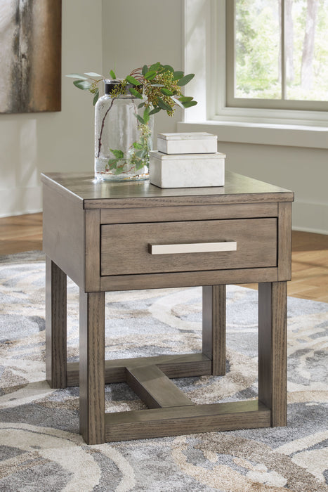 Loyaska Grayish Brown/White End Table - T854-3 - Vega Furniture