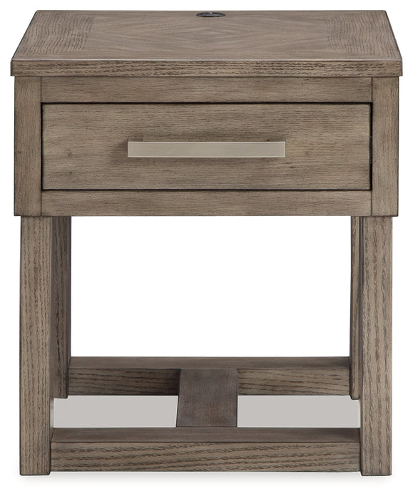 Loyaska Grayish Brown/White End Table - T854-3 - Vega Furniture