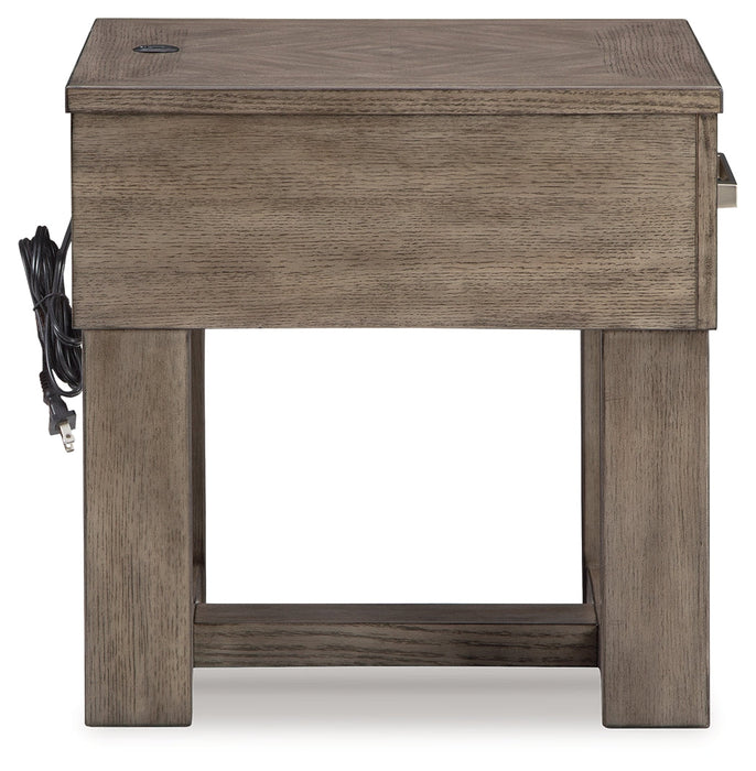 Loyaska Grayish Brown/White End Table - T854-3 - Vega Furniture