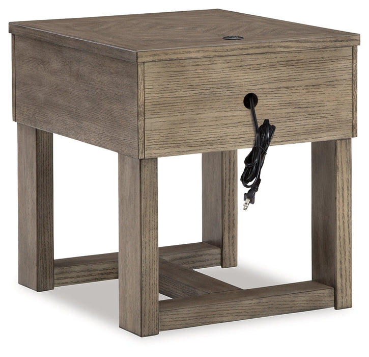 Loyaska Grayish Brown/White End Table - T854-3 - Vega Furniture