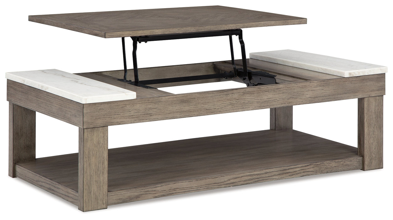 Loyaska Grayish Brown/White Lift-Top Coffee Table - T854-9 - Vega Furniture