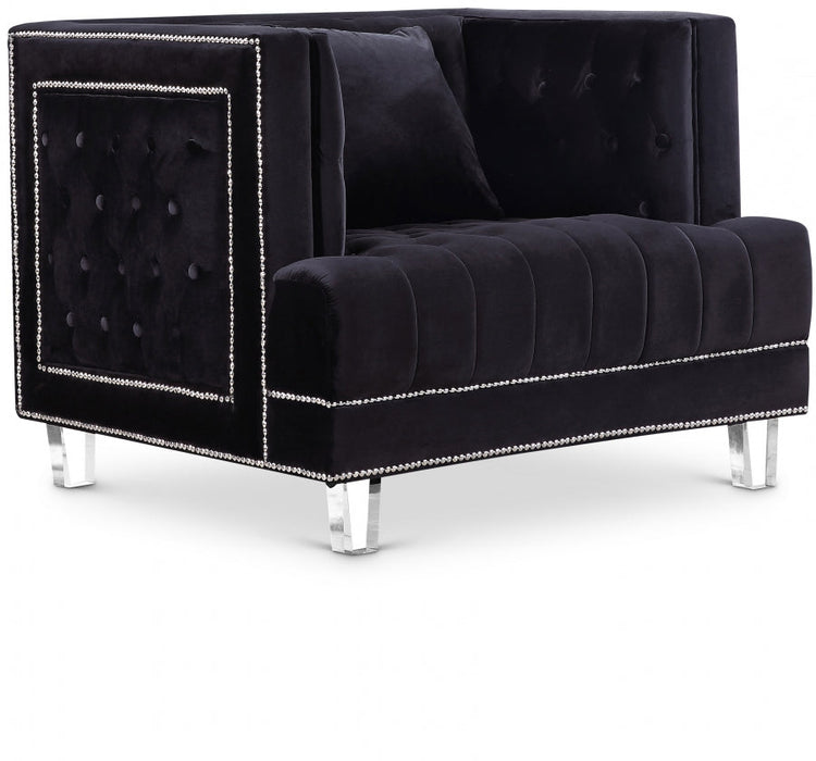 Lucas Black Velvet Chair - 609BL-C - Vega Furniture