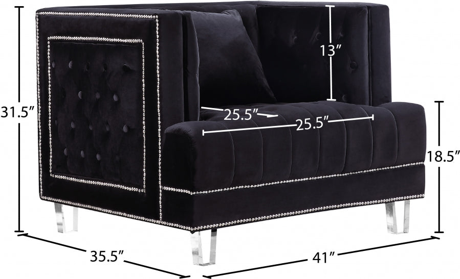 Lucas Black Velvet Chair - 609BL-C - Vega Furniture