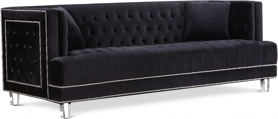 Lucas Black Velvet Sofa - 609BL-S - Vega Furniture