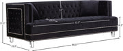 Lucas Black Velvet Sofa - 609BL-S - Vega Furniture