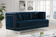 Lucas Blue Velvet Loveseat - 609Navy-L - Vega Furniture