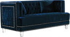 Lucas Blue Velvet Loveseat - 609Navy-L - Vega Furniture