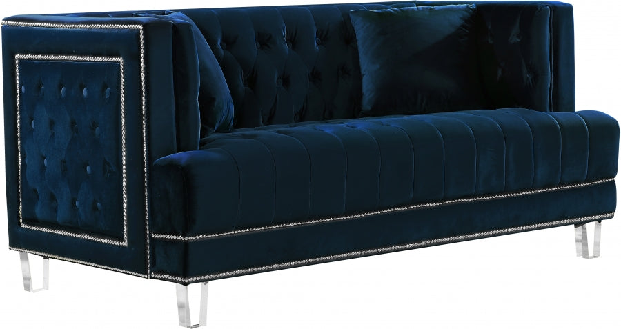 Lucas Blue Velvet Loveseat - 609Navy-L - Vega Furniture