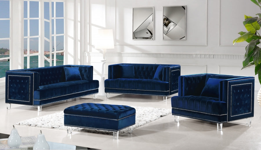 Lucas Blue Velvet Loveseat - 609Navy-L - Vega Furniture