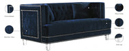 Lucas Blue Velvet Loveseat - 609Navy-L - Vega Furniture