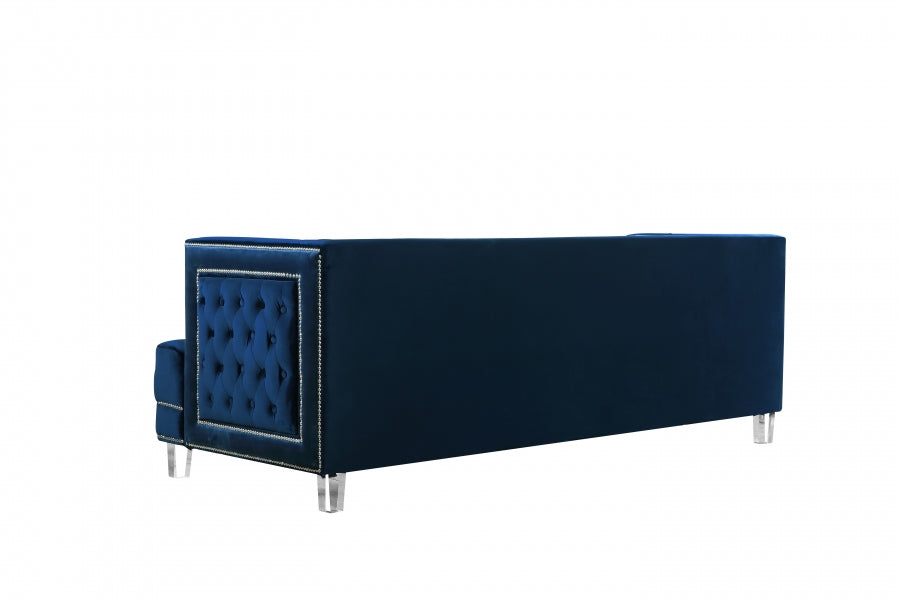 Lucas Blue Velvet Sofa - 609Navy-S - Vega Furniture