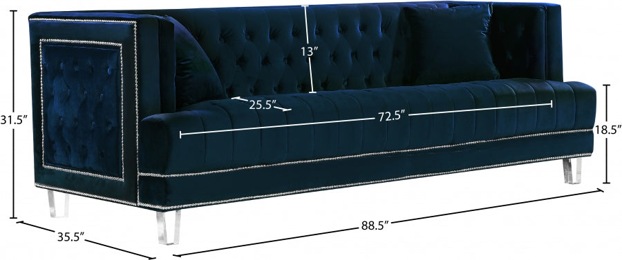 Lucas Blue Velvet Sofa - 609Navy-S - Vega Furniture