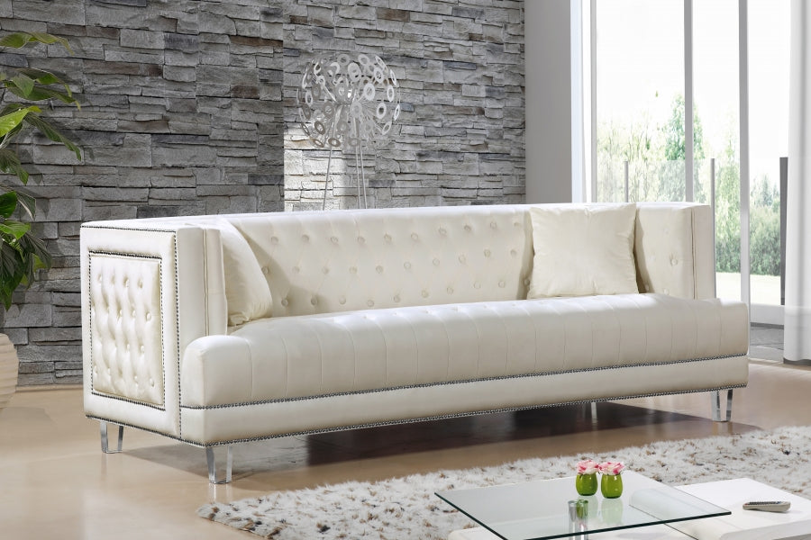 Lucas Cream Velvet Sofa - 609Cream-S - Vega Furniture