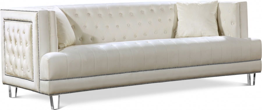 Lucas Cream Velvet Sofa - 609Cream-S - Vega Furniture