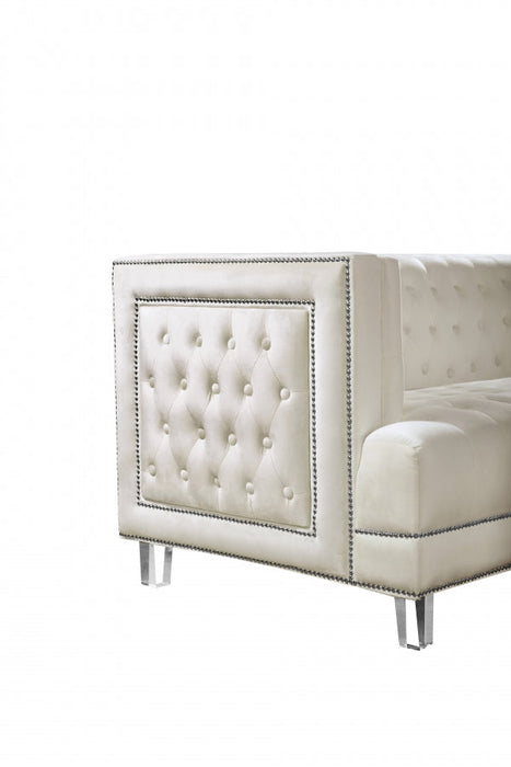 Lucas Cream Velvet Sofa - 609Cream-S - Vega Furniture