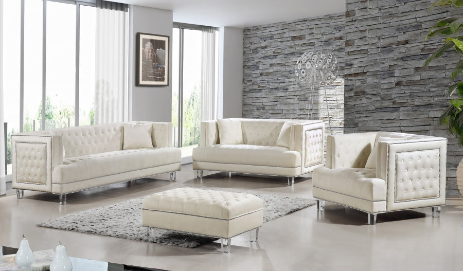 Lucas Cream Velvet Sofa - 609Cream-S - Vega Furniture