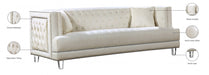 Lucas Cream Velvet Sofa - 609Cream-S - Vega Furniture