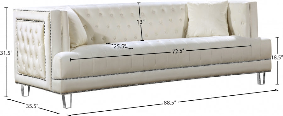 Lucas Cream Velvet Sofa - 609Cream-S - Vega Furniture