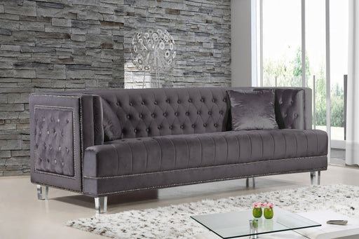 Lucas Grey Velvet Sofa - 609Grey-S - Vega Furniture