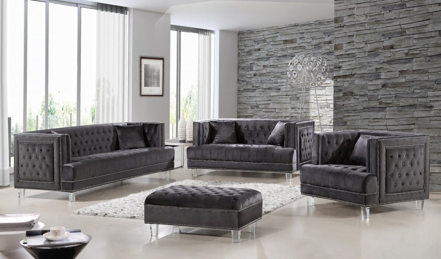 Lucas Grey Velvet Sofa - 609Grey-S - Vega Furniture