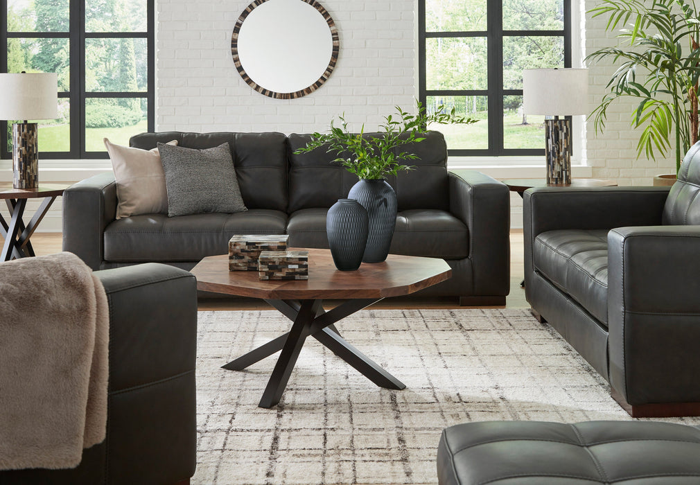 Luigi Thunder Leather Living Room Set - SET | 5650638 | 5650635 - Vega Furniture