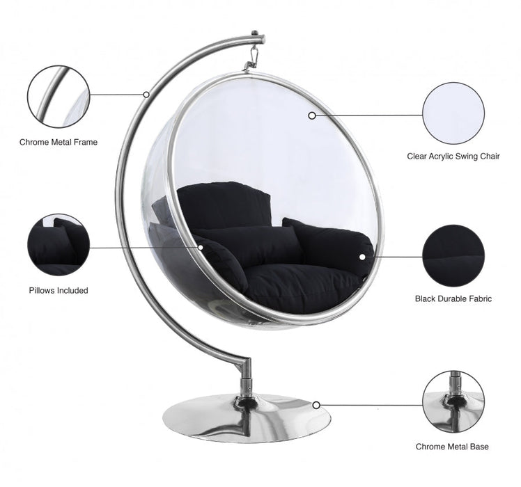 Luna Black Acrylic Swing Bubble Accent Chair - 507Black - Vega Furniture