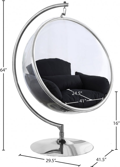 Luna Black Acrylic Swing Bubble Accent Chair - 507Black - Vega Furniture