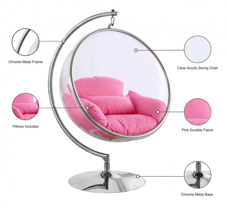 Luna Pink Acrylic Swing Bubble Accent Chair - 507Pink - Vega Furniture